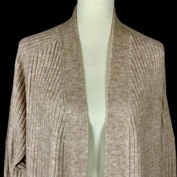 NWT H&M Long Cardigan Duster Sz XS Oatmeal Oversize Lagenlook Minimalist Neutral - Picture 2 of 7